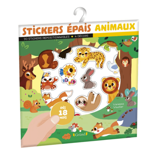 Pochette Stickers épais, animaux - Gründ