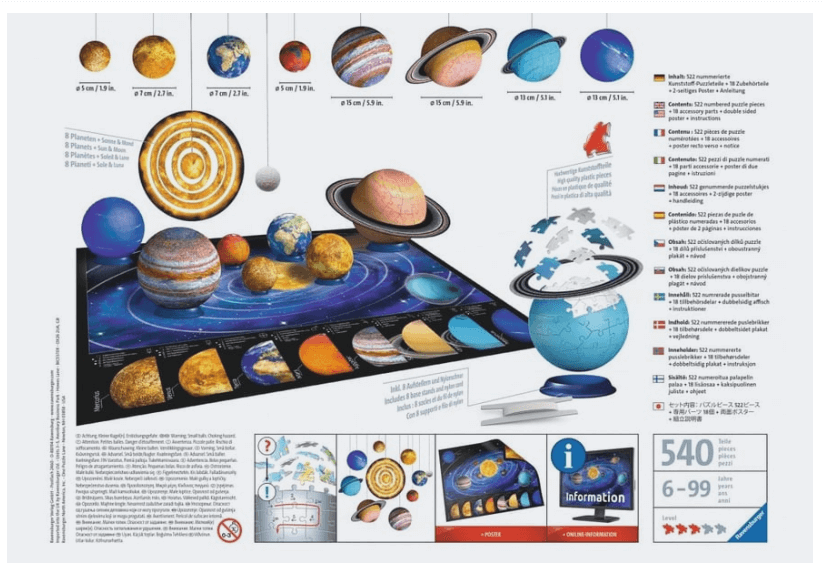 Puzzle 3D 540 pièces - Système solaire - Ravensburger