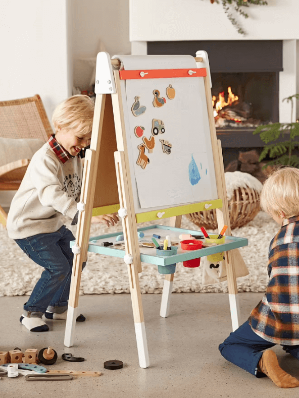 Tableau pliable et réglable en hauteur 3 en 1 en bois FSC® - multicolore